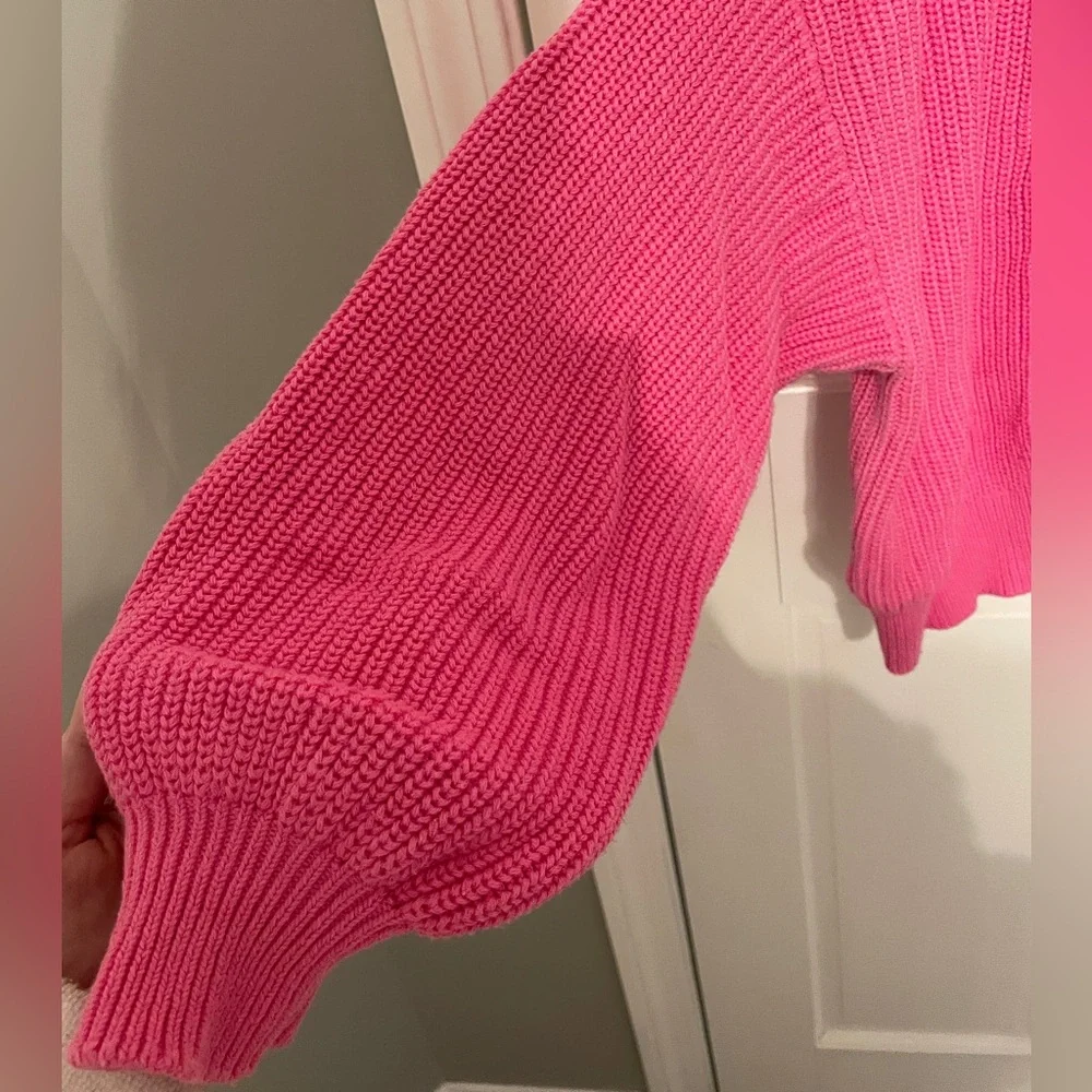 Loft 100% Cotton Hot Pink Cardigan - Picture 5 of 6